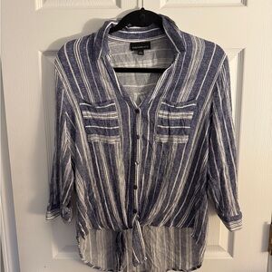 Fortune + Ivy Blue and White Striped Button Down Shirt